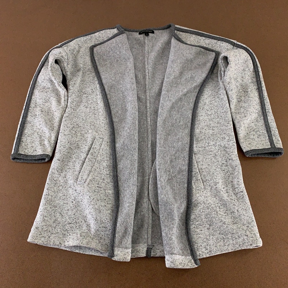 Banana Republic Women's Size Small Heather Gray Knit Pocketed Open Front Jacket